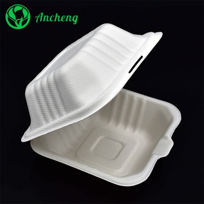 bagasse food container biodegradable hamburger box sugarcane plates