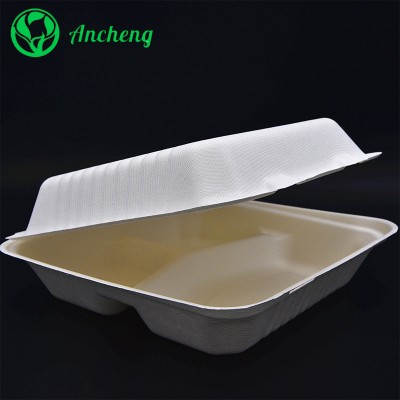 Ecofriendly disposable bagasse food container hamburger box sugarcane