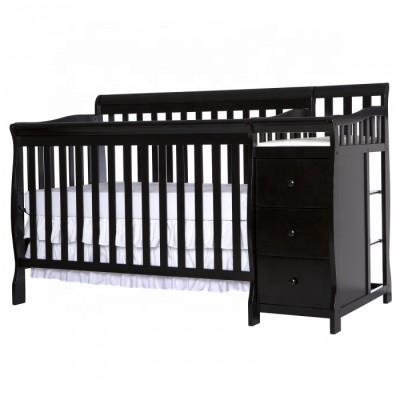 Luxury hot selling wooden baby crib with drawers for new born kids bedroom furniture