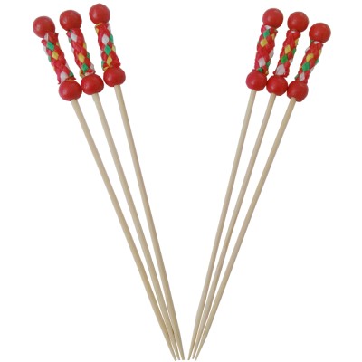 Fashion Braided Pole Bamboo Bead Picks For Party