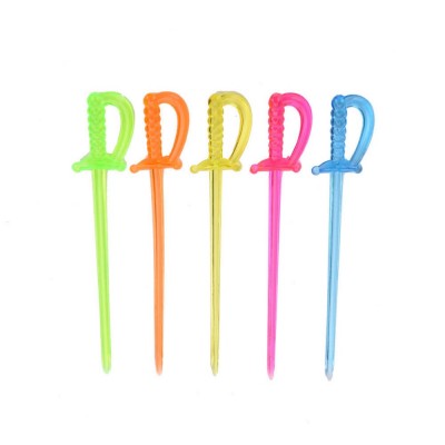 Cheap Price Disposable Sword Shaped Plastic Mini Food Forks Fruits Forks