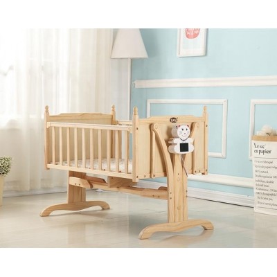 Indoor baby automatic wooden swing bed/new design pine wood baby cradle