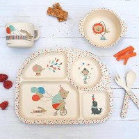 Cartoon Figure Unbreakable Bamboo Fiber Powder Plate Children Dinner Set