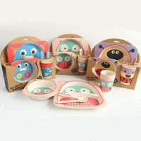 Unbreakable Cartoon Figure Bamboo Fiber Cookware Children Dinner Set