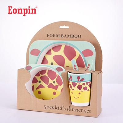 Unbreakable Bamboo Fiber Cartoon Figure Dinning Table Set Children Tableware