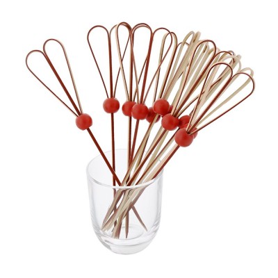 Wholesale bamboo knotted cocktail decorative skewers with bead