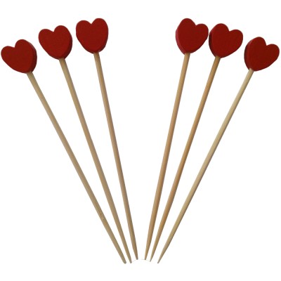 Wholesale Bamboo Picks With Heart Bead For Fruit