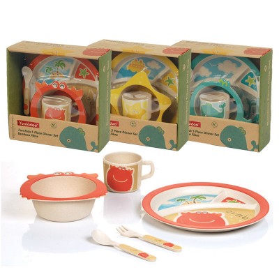 Unbreakable Cartoon Figure Bamboo Fiber Children Square Plate Dinner Set