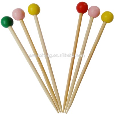 wholesale craft ball end bamboo decorated party picks skewers