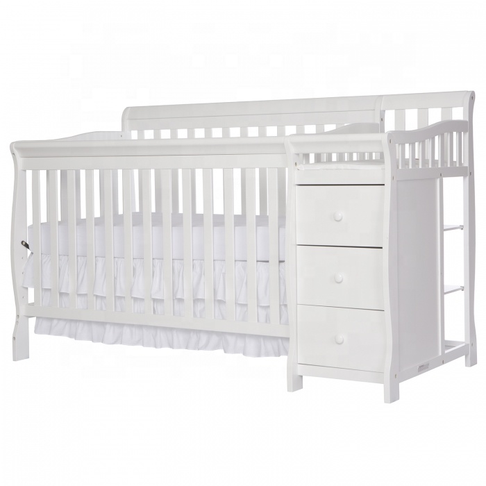 Fashionable competitive prices wooden designs baby cot bed with drawers  for new born honey baby